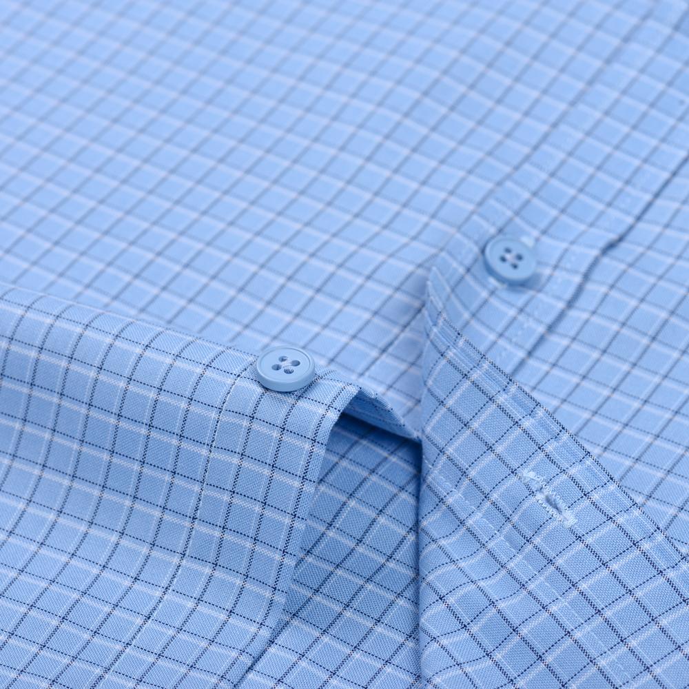 Pánské měkké pohodlné kostkované košile s dlouhým rukávem, nemačkavé modální bavlněné košile s ležérním límečkem na knoflíčky a kapsou