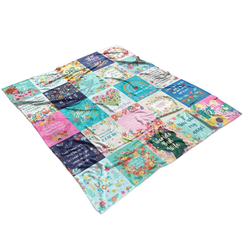 Give to my wife Printed Blanket for Sofa Bed Travel Camping Living Room Office Conditioning Blanket for All Seasons Gifts