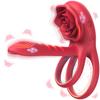 9 Modes Vibrating Penis Sleeve Silicone Vibrating Rooster Ring Penis Sleeve with Rose Clitoral Stimulator Sex Toys for Adult 18