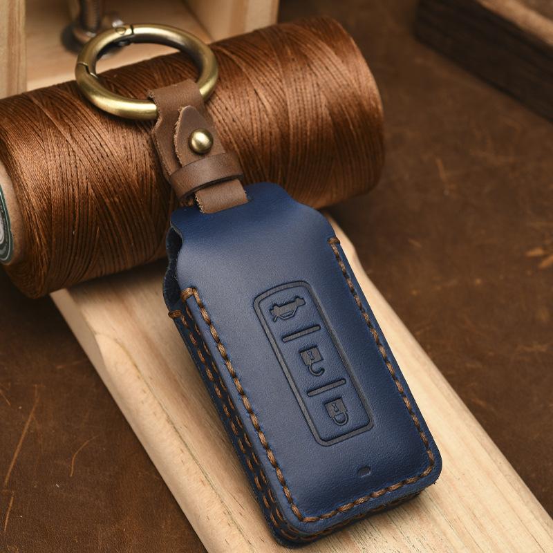 Leather Car Key Fob Case Key Cover For Mitsubishi Outlander Lancer 10 Pajero Sport Ex Asx Rvr Colt Grandis L200
