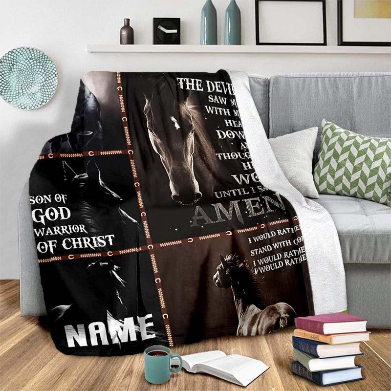 Dark Horse Customize Your Name Blanket Warm Comfortable Soft Blanket For Chair Office Sofa Bed Sofa Office Camping Suitable For Gifting Relatives And