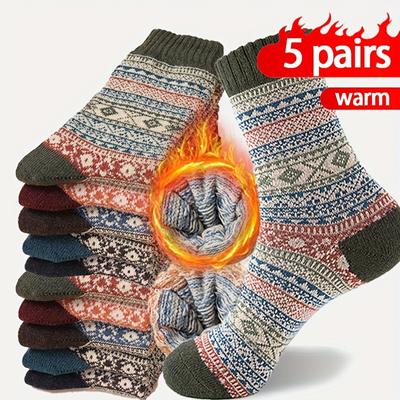 1/3/5 Paar Vintage Winter Dicke Warme Socken Bequem Outdoor Sport Ski Wandern Damen und Herren Wintersocken