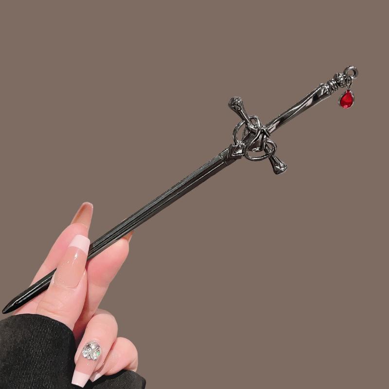 DIY Creative Chinese Style Hairpin Punk Sword Shape Hair Fork Fashion Hair Accessory for Women Cosplay Hanfu Party Wear