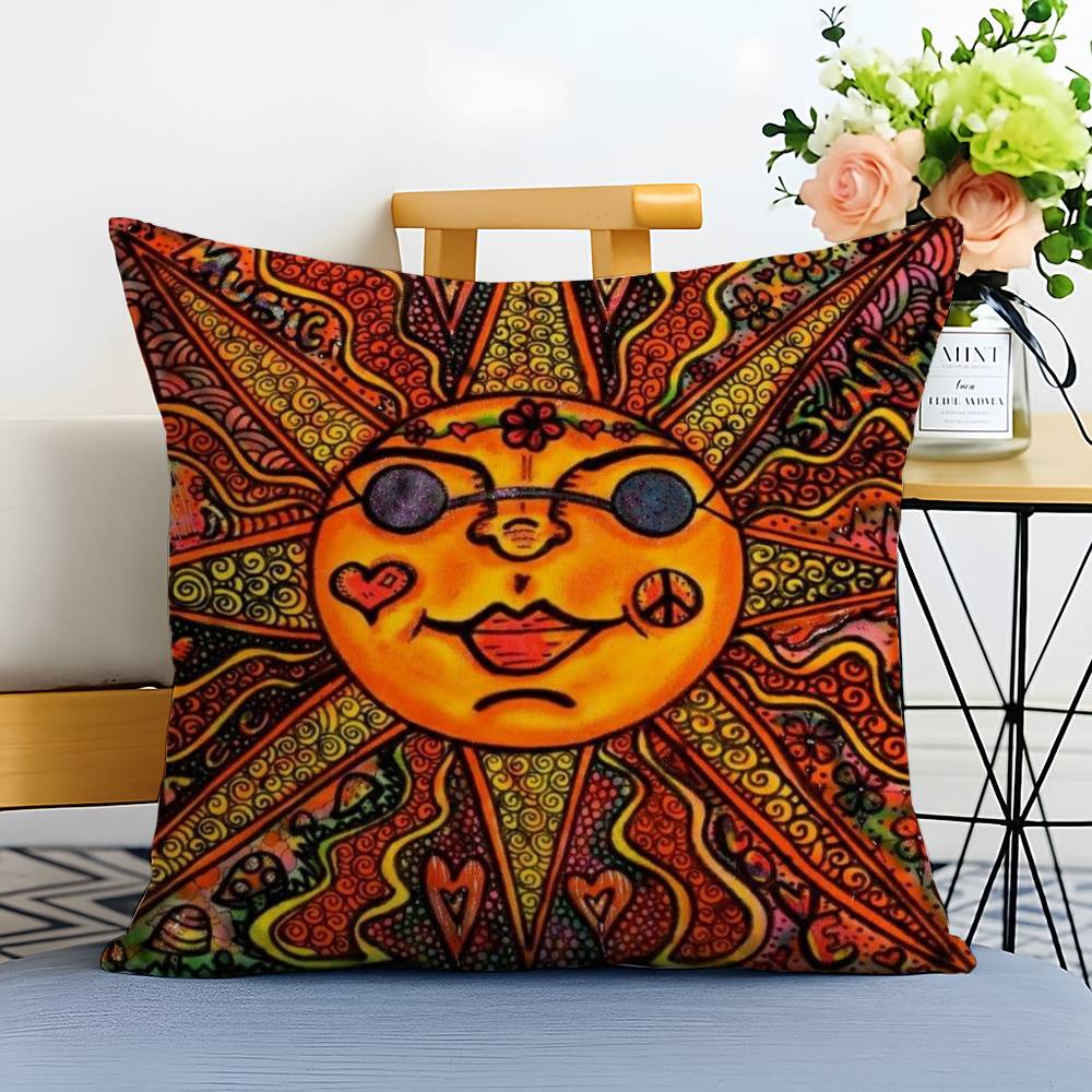Portia Sun Moon Pattern Pillow Case Printed Brushed Fleece Pillow Baby Skin-Touch Eco-Friendly Dye-Sublimat
