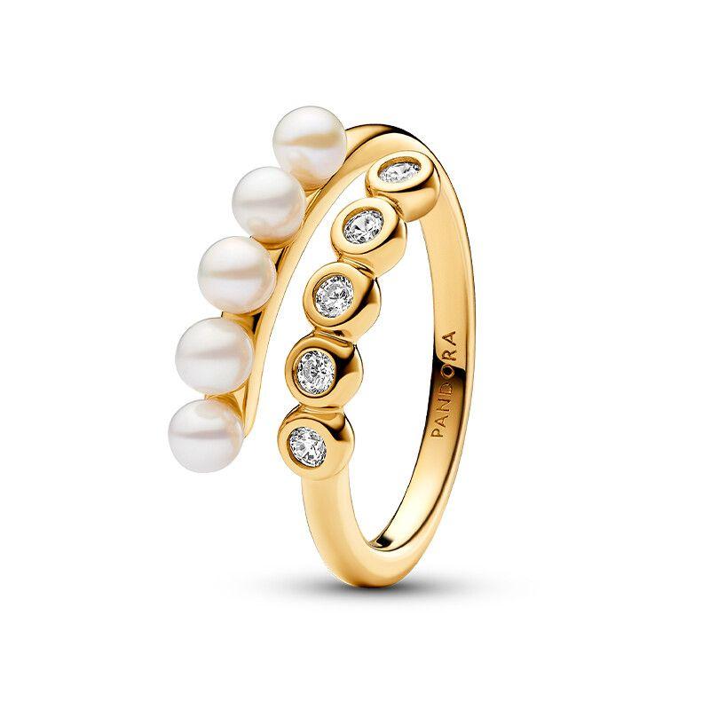

PANDORA Pandora Pearl Synthetic Cubic Zirconia Open Ring Gold Qixi Gift Pearl synthetic cubic zirconia open ring 48mm