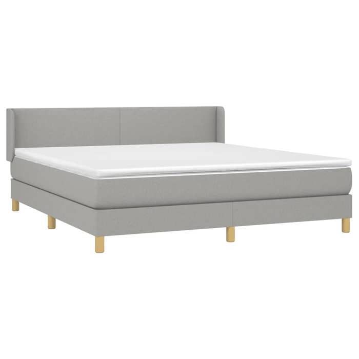 3130121 vidaXL Lit à sommier tapissier avec matelas Gris clair 160x200cm Tissu