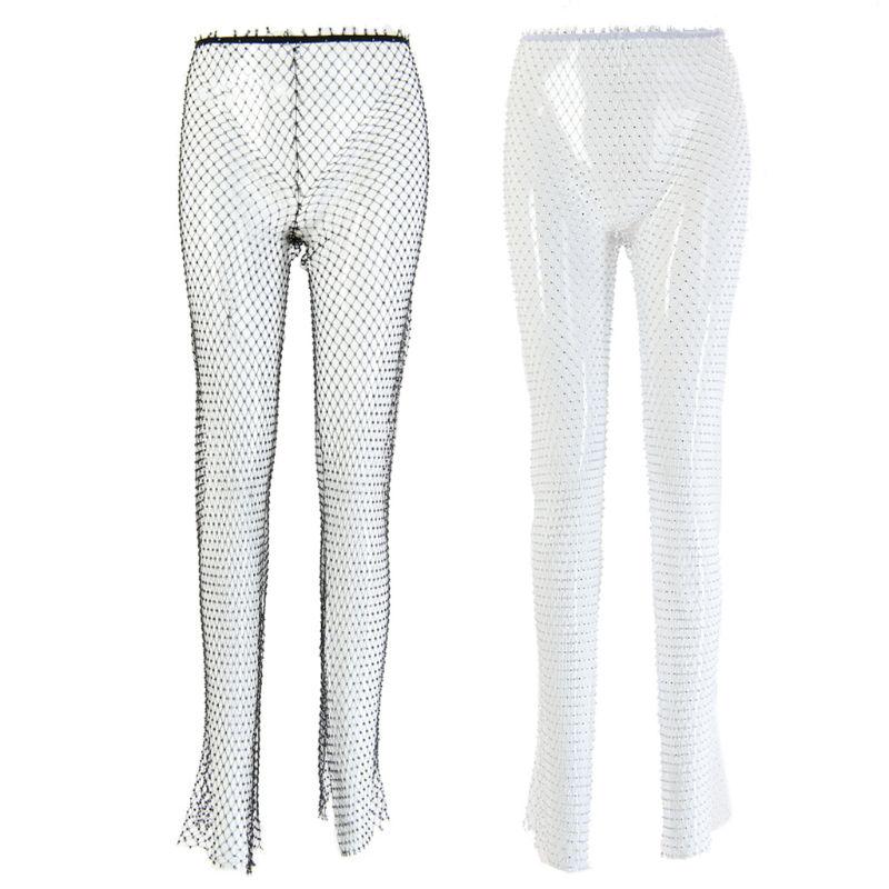 Buy Women Net Grid Open Slit Pants 
