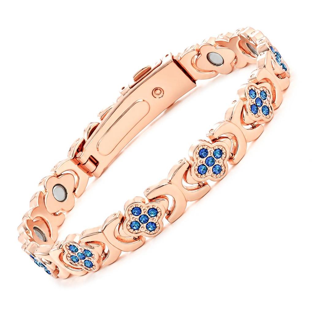 Eco-friendly European & American Fashion Detachable Magnetic Stone Bracelet with Diamond Inlays; Adjustable Women's Alloy Bangle.