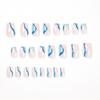 Wearable Wave Pattern Nail Tips - White & Blue, Medium-Long