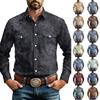 Camisa cárdigan básica de manga larga para hombre con dos bolsillos frontales para uso casual diario