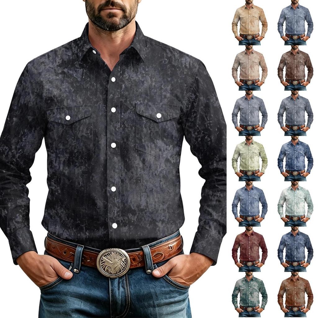 Camisa cárdigan básica de manga larga para hombre con dos bolsillos frontales para uso casual diario