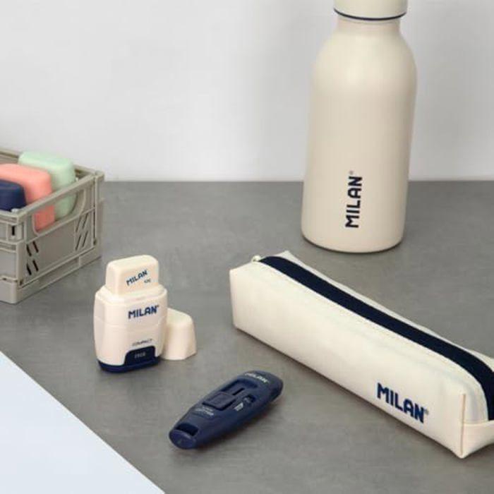 Mini trousse ronde - milan - série 1918 - beige - tissu ripstop - 20,5x4,5x5 cm