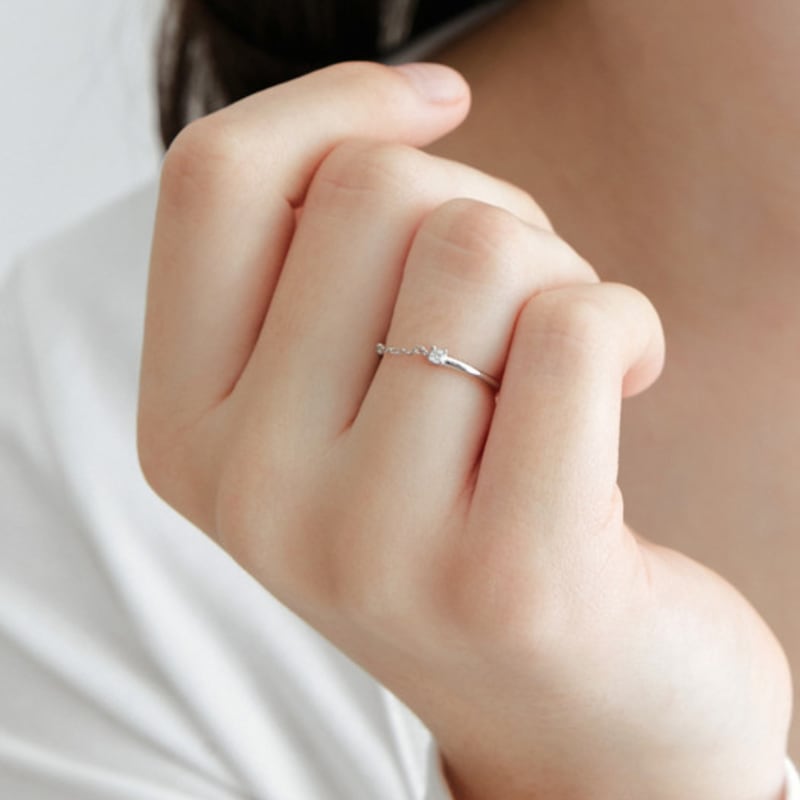 

OVT-U [925 SILVER] Point Chain Ring Gold