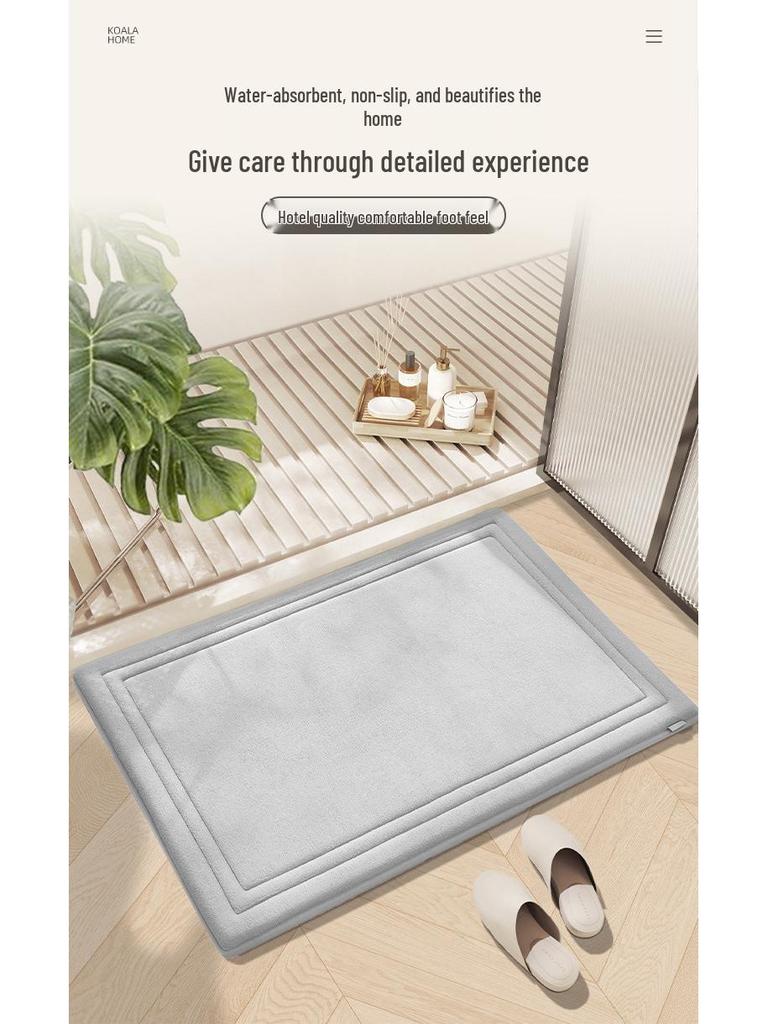 Enhanced Memory Foam Non-slip Bathroom Mat - Absorbent, Machine Washable Toilet Floor Rug