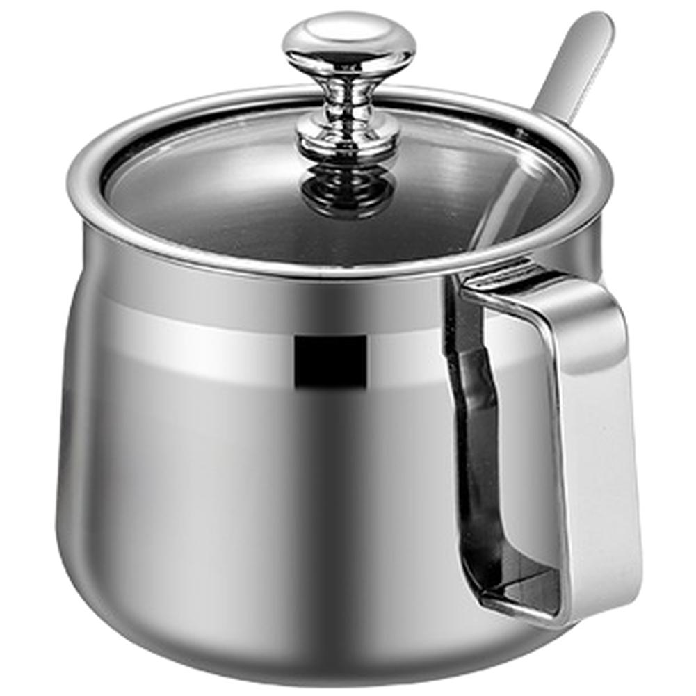 304 Stainless Steel Seasoning Storage Jars with Clear Glass Lid Wide Opening and Ergonomic Handle for Home Use