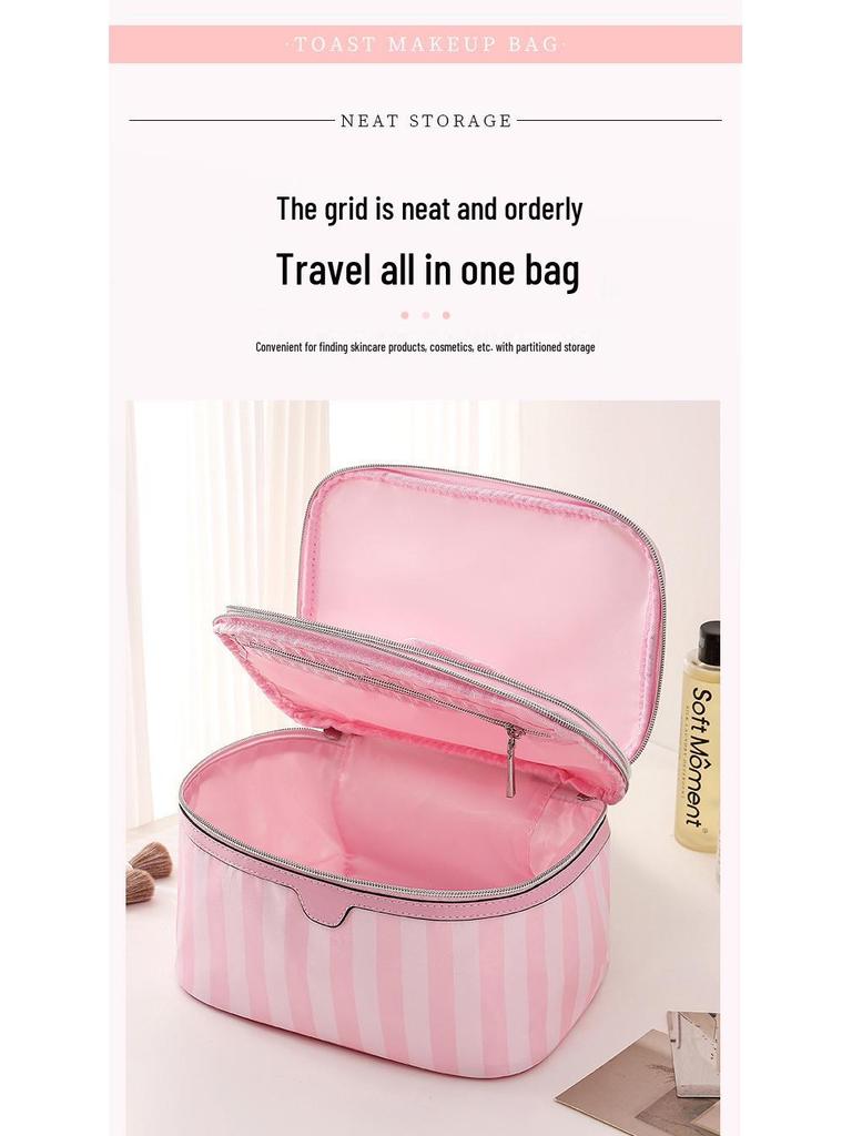 Chic Double-Layer Travel Makeup Bag: Cute, Spacious, Portable Cosmetics Organizer