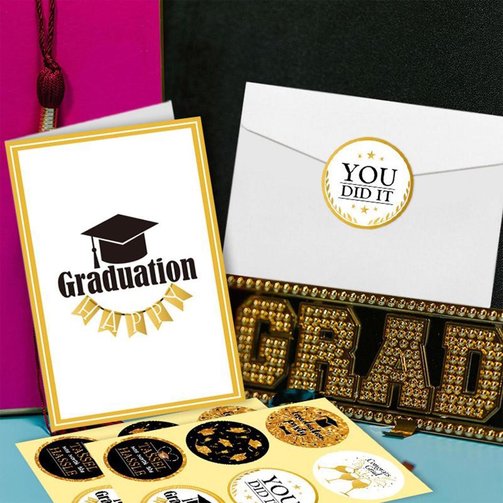 6pcs Graduation Card with Envelope and Stickers Greeting Card for Him Grad Supplies for Elementary Middle High School College