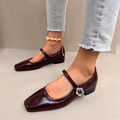 Mode Damskor Höga Klackar Franska Retro Mary Jane Skor Damskor Vår Sommar Nya Enkla Små Skor Plattbottnade Damskor