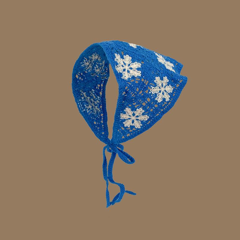 Headscarf Hat Pastoral Style Triangle Headband For Women Girls Handmade Crochet Headband Little Flower Headscarf