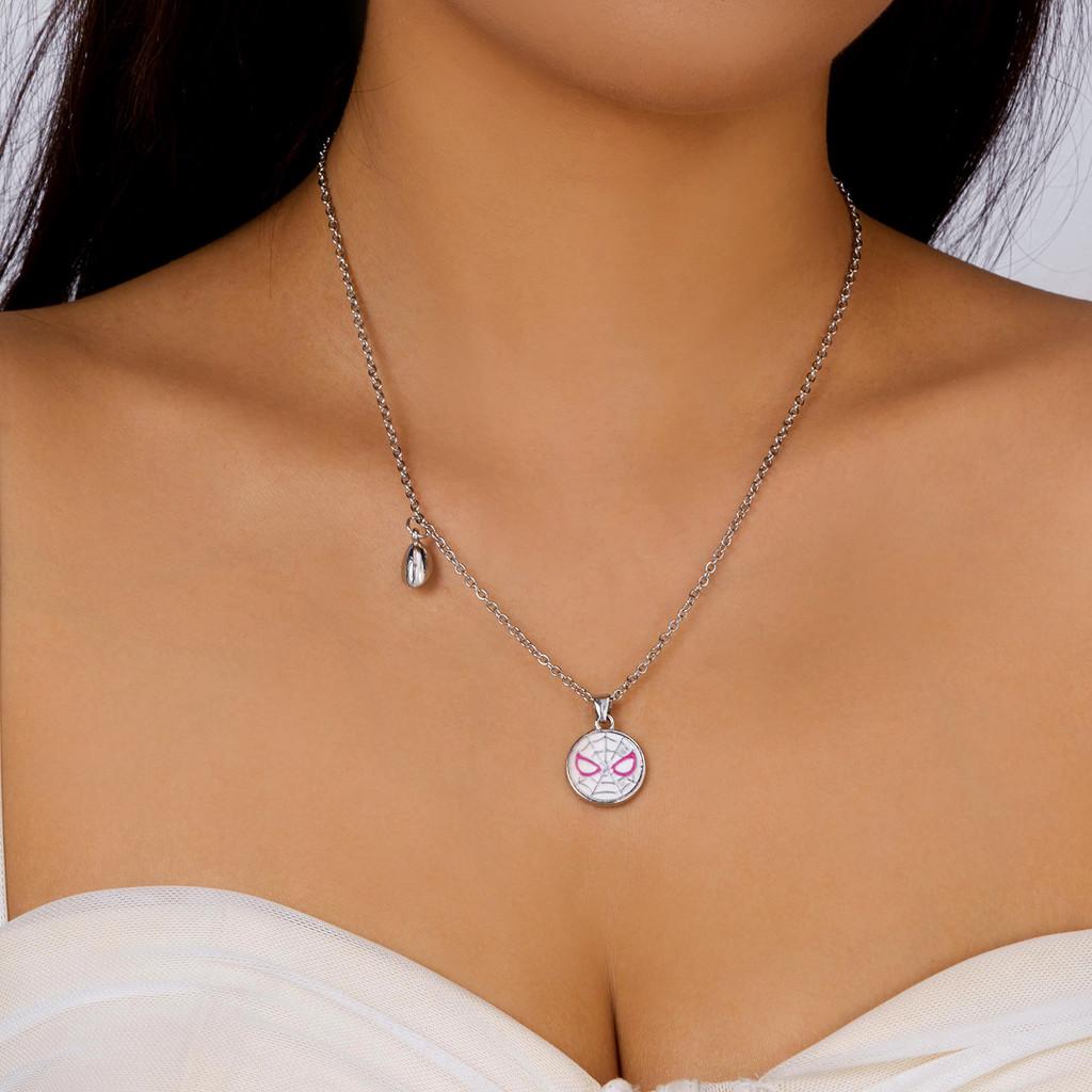 Spiderman Paar Magnetische Halskette mit Geometrischem Anhänger für Frauen