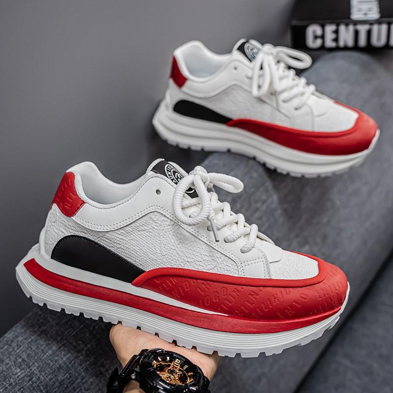 Men's new thick-soled low-top sports shoes casual versatile sports shoes color matching lace-up men's sports shoes