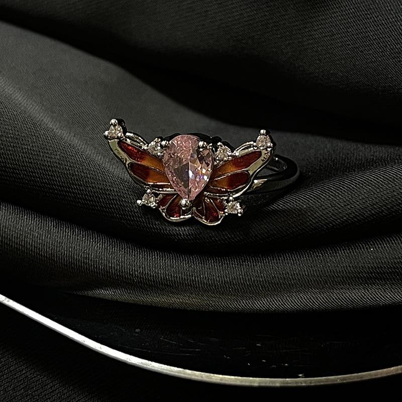 New Product Liquid Epoxy Butterfly Sweet Cool Wind Ring Light Luxury Niche Design Personality Is High Sense Ring Woman