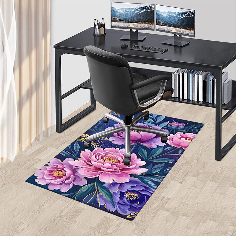1pc Floral Artwork Area Rug Soft Flannel Floor Mat for Living Room, Bedroom and Carpet, Sofa Coffee Table Floor Mat, Decorative Rug Q02