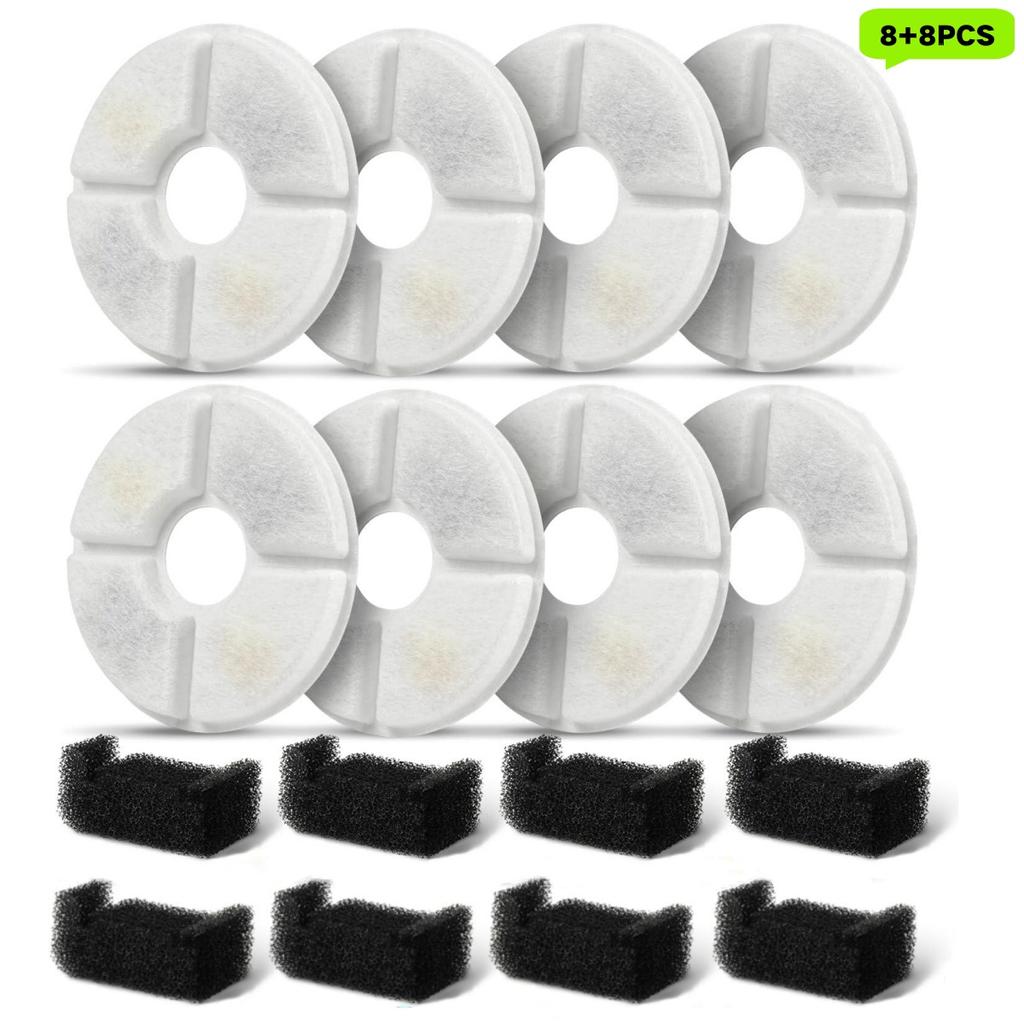 Cat Water Fountain Filter Replacement,Round Carbon Filters Set For 2.4L Top Automatic Pet Fountain Multiple Filtration System