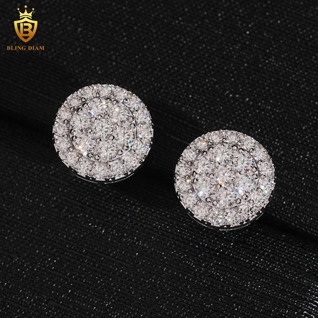 RTS VVS D Farbe Doppel Halo Cluster Runde Moissanit Ohrstecker S925 Sterling Silber Bestehen den Diamanttester für Männer Frauen