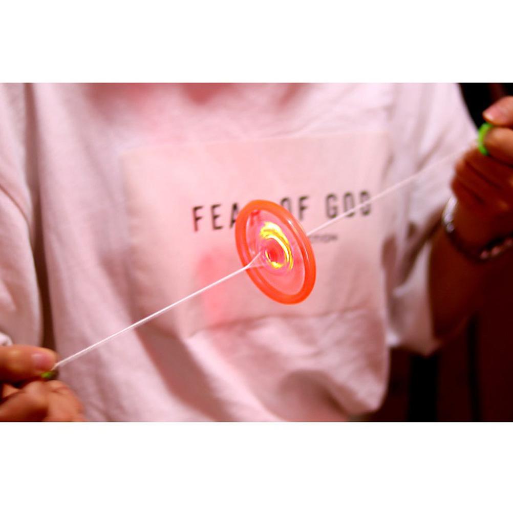 Kids & Adults Stress Relief Toy Pull String Flashing Flying Wheel Glowing Spinning Top (Bag, 10pcs*s) Random Color 1