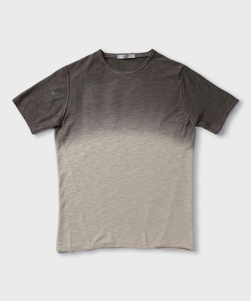PANICALE Gradient Cotton Short Sleeve Sweater 2 Colors
