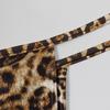 European & American Leopard Print Lace-up Halter Backless Top and Slim Long Pants Set