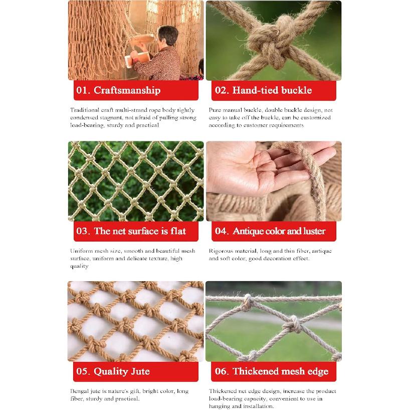 Natural Jute Hemp Rope Net for Child,Kindergarten Wall Decoration,Kids Playground Play Home Bedroom Photo Wall Decor Accessories,Reusable Novelty