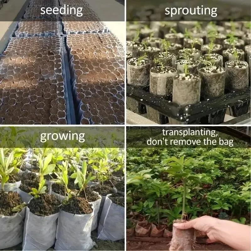 100/200pcs Biodegradable Seed Nursery Bags Non-Woven Plants GrowBags Fabric Seedling Pots Plants Pouch Home Garden Supply