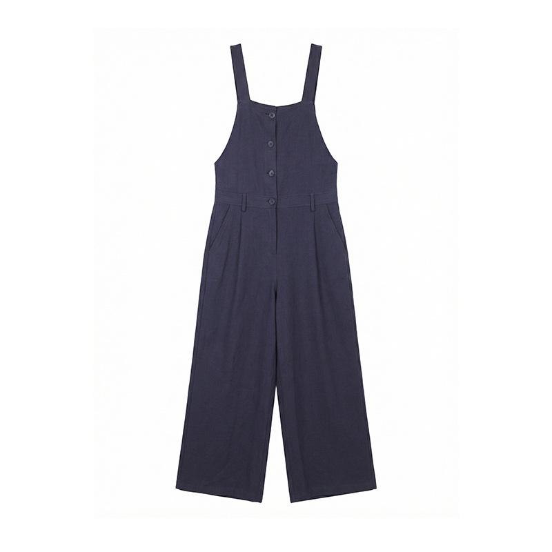 

The Mind Ramie Cotton Slimming High Waist Korean-Style Jumpsuit for Spring 2026 (T6218C) Small темно-синий