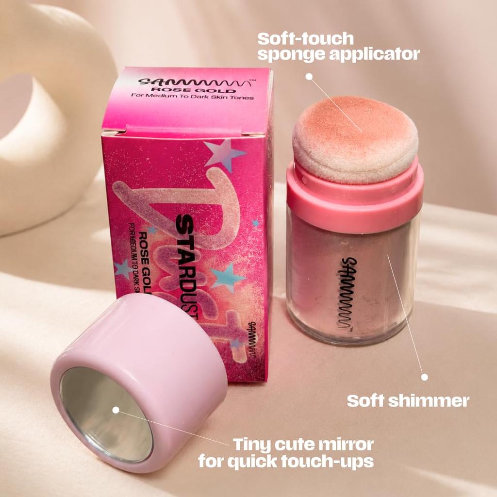Sammmm Stardust Fragranced Body Glitter Powder 12.5 ml | Lightweight & Buildable Body & Face Shimmer for Women | Non-Cakey & Glowing Finish | Tal
