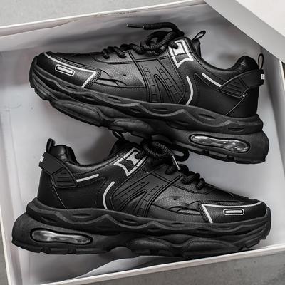 Summer Men's Shoes New Breathable Shoes Men's Trend Versatile Thick-soled Heightening Sports Shoes Casual Black Dad Trendy Shoes