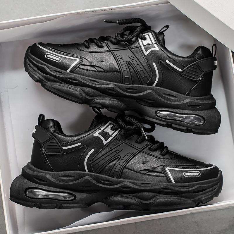 Summer men's shoes new breathable shoes men's trend versatile thick-soled heightening sports shoes casual black dad trendy shoes