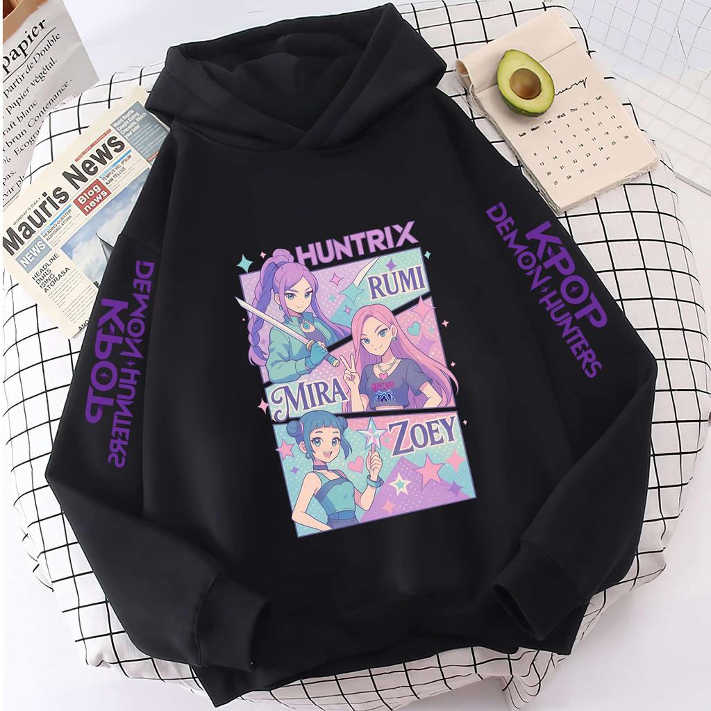 KPop Demon Girls Moda Sudadera Casual Película Nuevo Niños K-Pop Cazadores de Demonios Tops con Capucha Ropa para Niña Pequeña Sudadera con Capucha de Cazadores