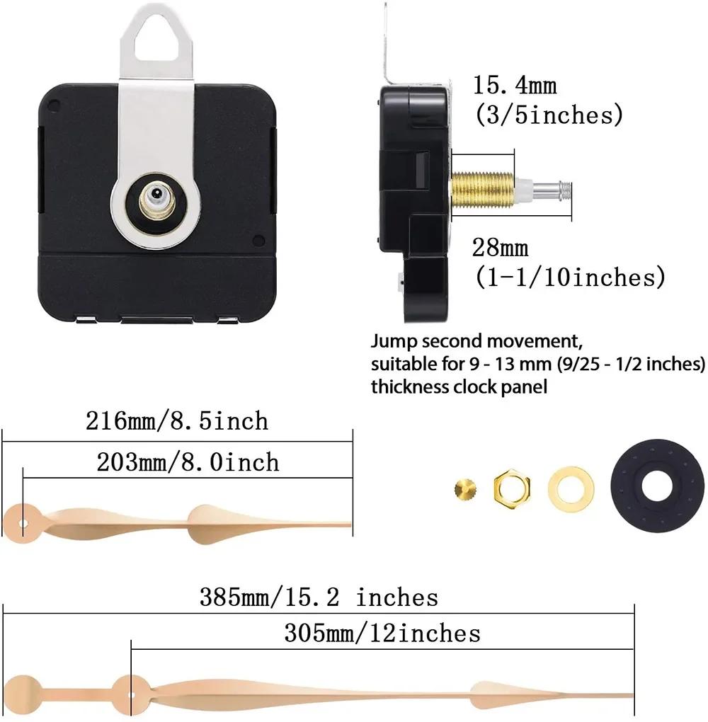 High Torque Quartz Wall Clock Movement Silent DIY Clock Mechanism 30cm Long Metal Clock Needle Large Torque Movement Parts