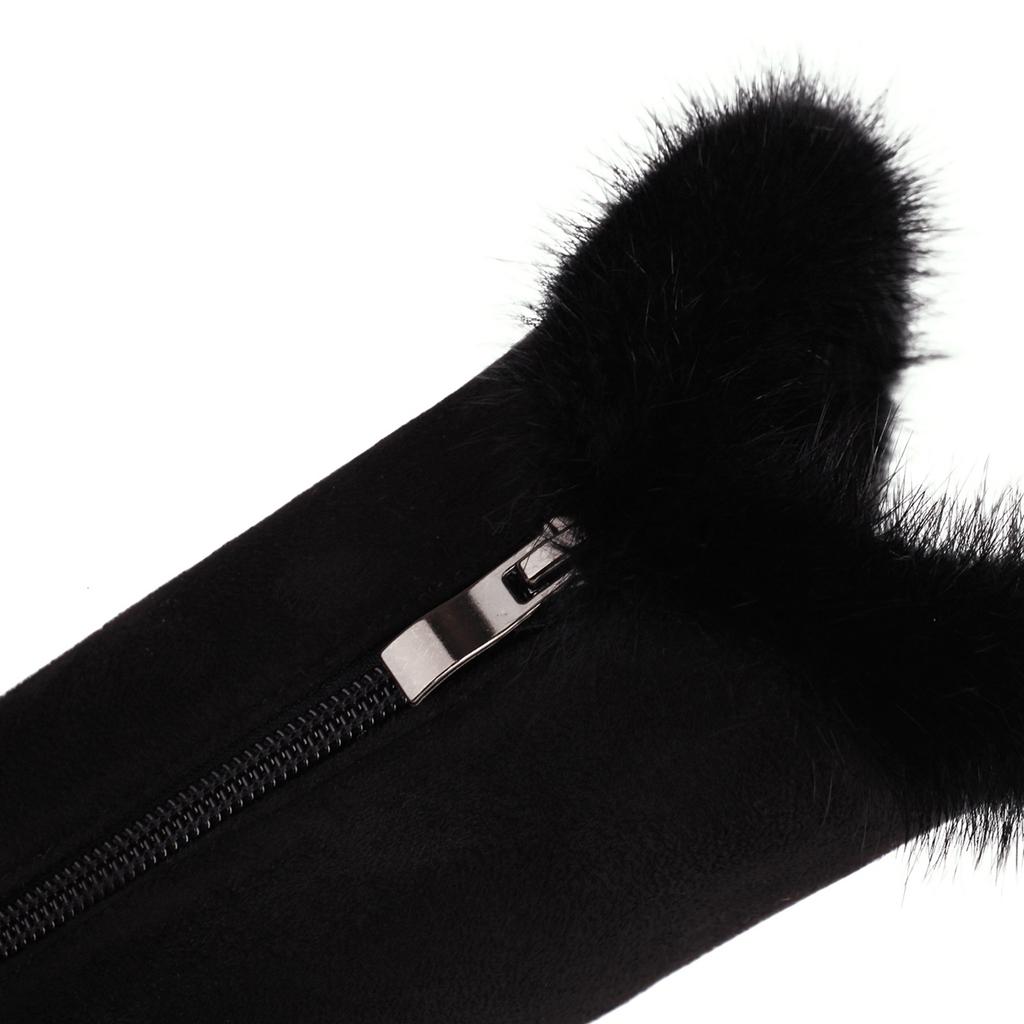 Women's low-heeled boots autumn and winter new thick-heeled large-size warm plush medium boots