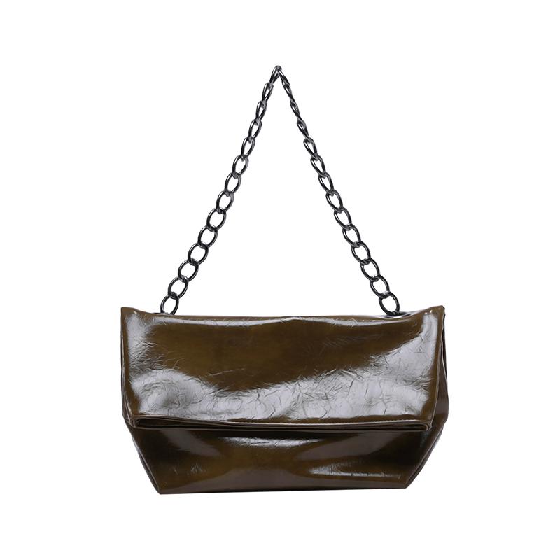 Burgundy Women Chain Shoulder Side Bag PU Leather Handbag And Purse Vintage Luxury Brand Lady Flap Sling Bag