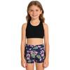 Girls Bathing Suit Set Sleeveless Round Neck Crop Top Wide Elastic Waistband Shorts Beach Swimming Outfit