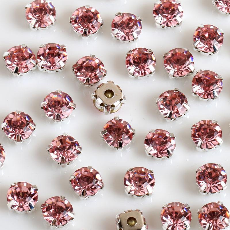 1440pcs Glass Flatback Round Rhinestones with Nickel-Free Metal Base Eco-Friendly Sew-On Stones for Shoes Garments Bags & Hats