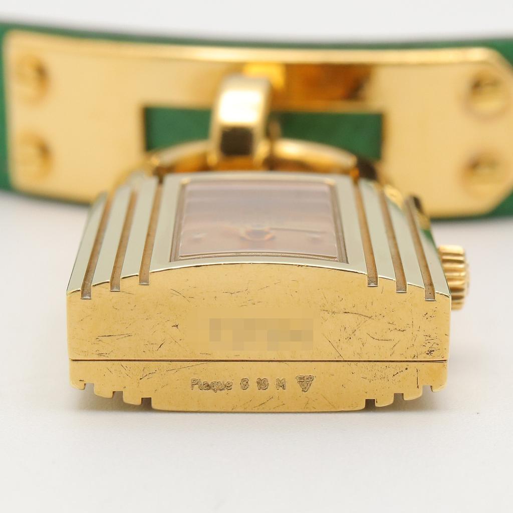Used HERMES Kelly Watch Wrist Watch KE1.201 Quartz Gold Plated Leather Belt Used Women