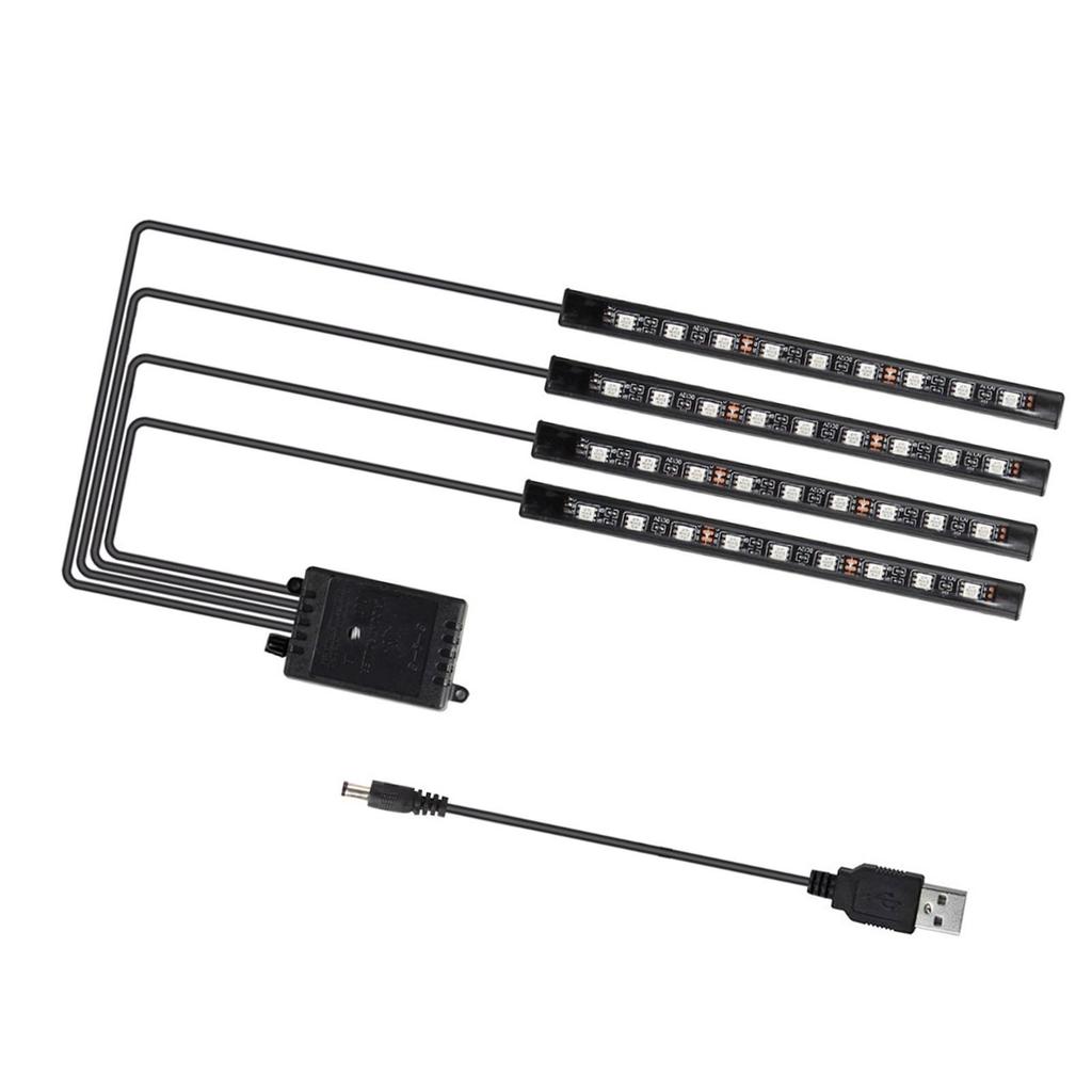 Universal LED Interior Car Light Strip Remote Control 36 Beads Decorative Car Floor Light Strip Cigarette
