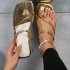 Fashion Women Fashion Slippers Casual Solid Crystal Roman Flat Slippers Lightweight Trend Shoes Women Outdoor Beach Sandals Slides Women
