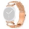 Uhrenarmband für Samsung Galaxy Watch8 Classic 46mm/Watch8 44mm/40mm Sieben-Perlen-Edelstahlband mit Strassstein-Ochsenhorn-Stil-Verbinder