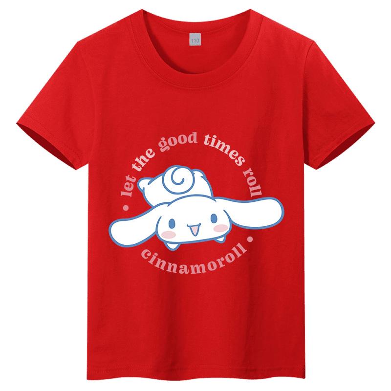 

Bigeared Rabbit Cartoon Pattern Printed Childrens Shortsleeved Pure Cotton Casual Tshirt Round Neck Parentchild Top S
