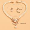 Brand New Pearl Flower Necklace Earrings Set Women's Jewelry Alloy Electroplated